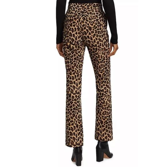FRAME Denim New Women's Mini Boot High Rise Cheetah Print Velvet Pants Sz 0 Edgy - Picture 2 of 11